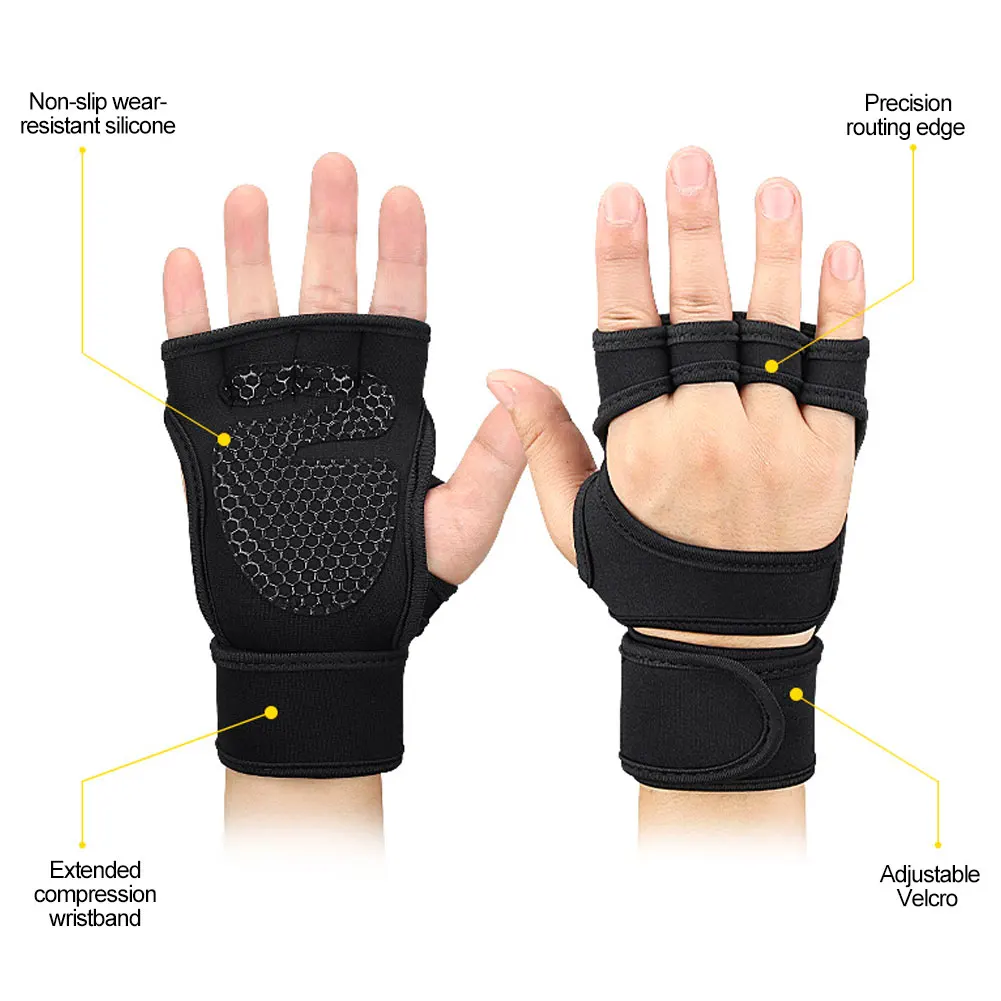 1 Pair slip Sports Gym Fitness Gloves Shockproof Weight Lifting Training Glove Half Finger MTB Cycling Gloves for Men Women