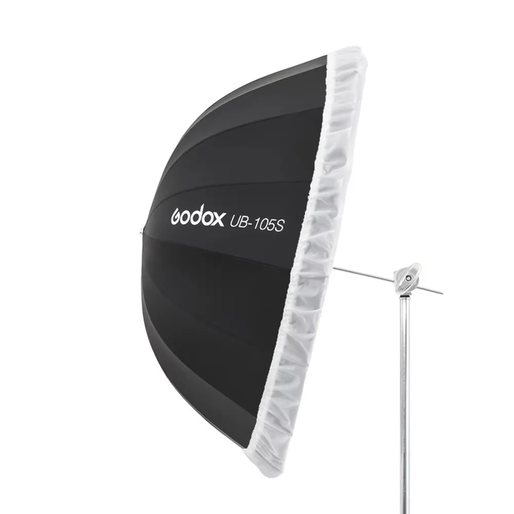 고독스 UB-105S 41인치 105cm 파라볼릭 블랙 반사 우산 스튜디오 조명 우산 (블랙 실버 디퓨저 커버 천 포함)
