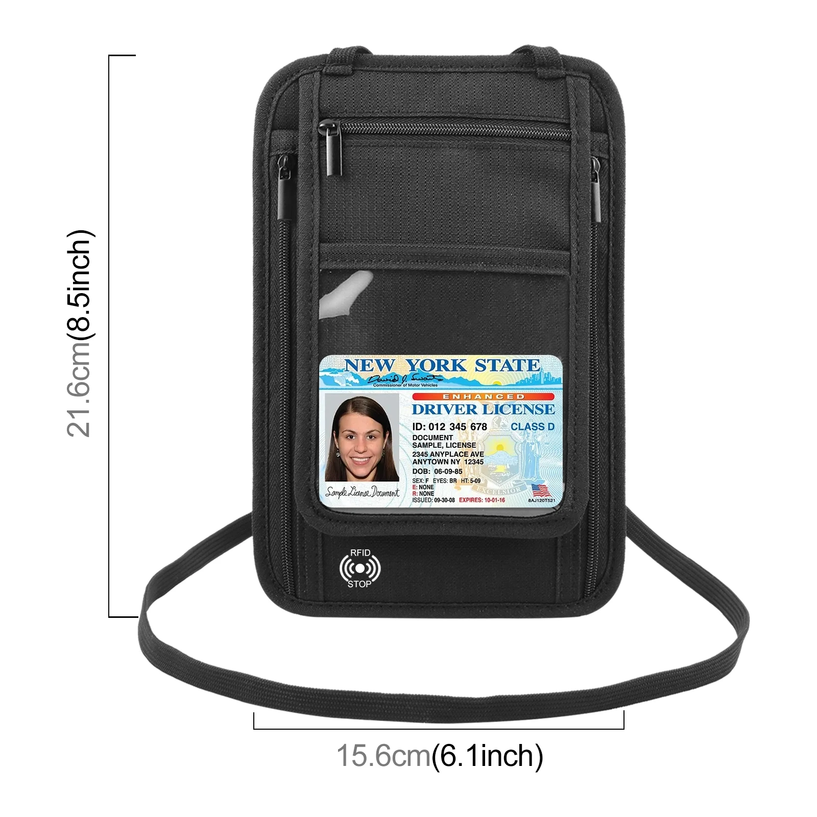 HAWEEL Diebstahlsichere Sicherheitstasche, Nylon-Reisepasstasche mit verstellbarem Umhängeband, wasserdichte Reisehals-Geldbörse, Kreditkartenetui – Detail 5