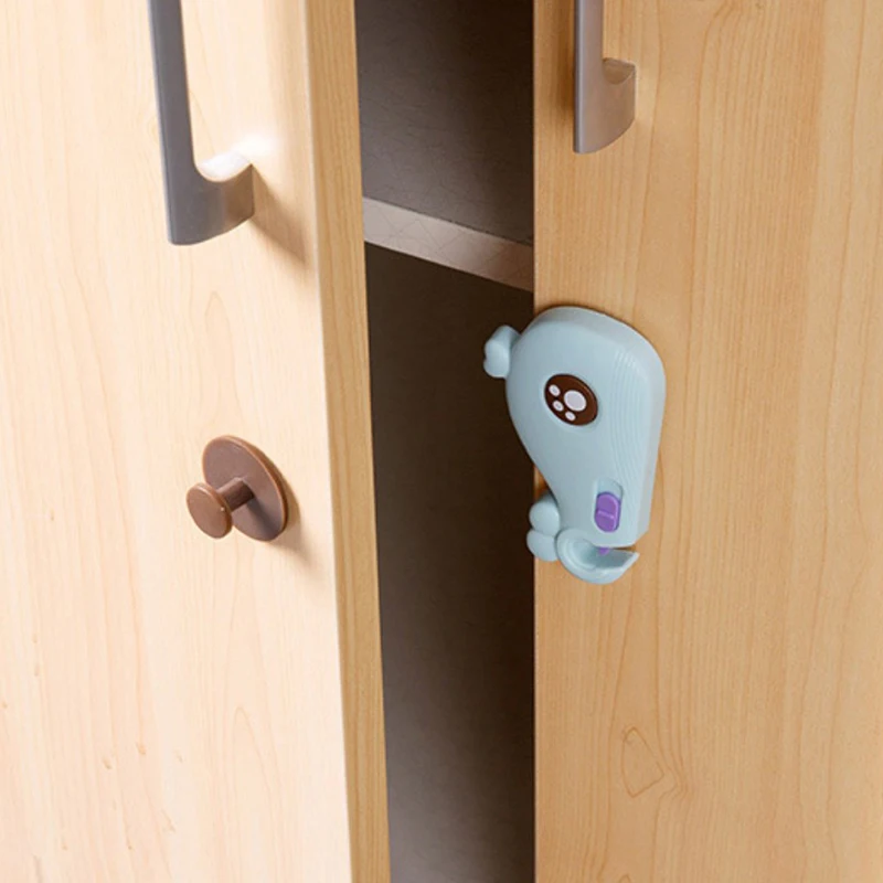 1PCS Baby Safety Cabinet Door Lock Anti-Open Refrigerator Drawer Cartoons Whale Safety Locks Child Protective Safety Buckle