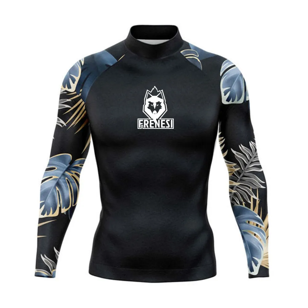Men's Surfing Swimwear Long Sleeve UV Protection Rash Guard Diving Wear Summer Water Sports Beach Swimming Surf Tight T-shirts