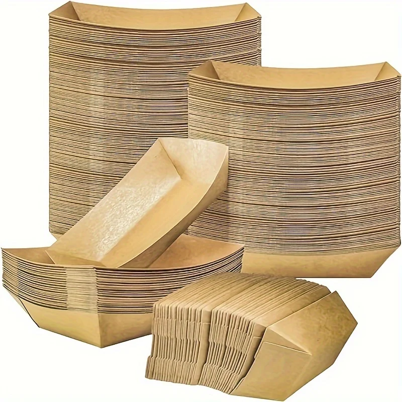 Disposable Containers 50 Packs Of 2-pound Kraft Paper Food Tray Heavy-duty Paper Food Boat Disposable Service Basket Tray Suitable For French Fries