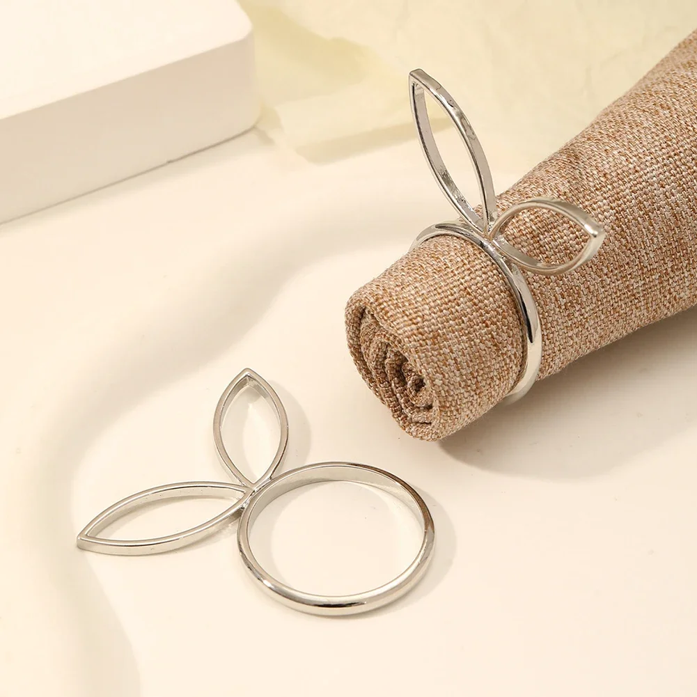 Rabbit Ears Napkin Rings Easter Weddings Holiday Dining Table Decorations Supply Bunny Head Napkin Stand Racks 6Pcs