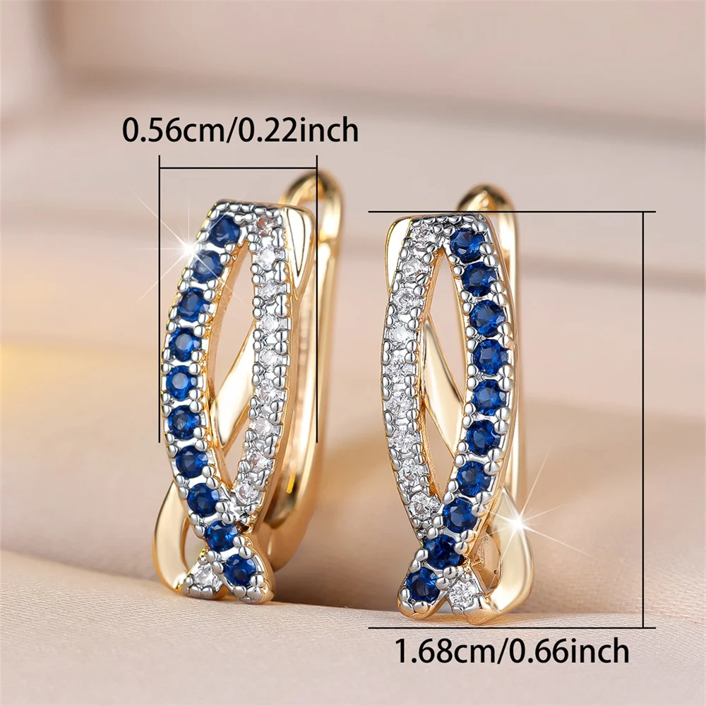 Multicolor Crystal Zircon Hollow Infinity Hoop Earrings For Women Vintage Gold Color Ear Buckle Wedding Jewelry Engagement Gifts