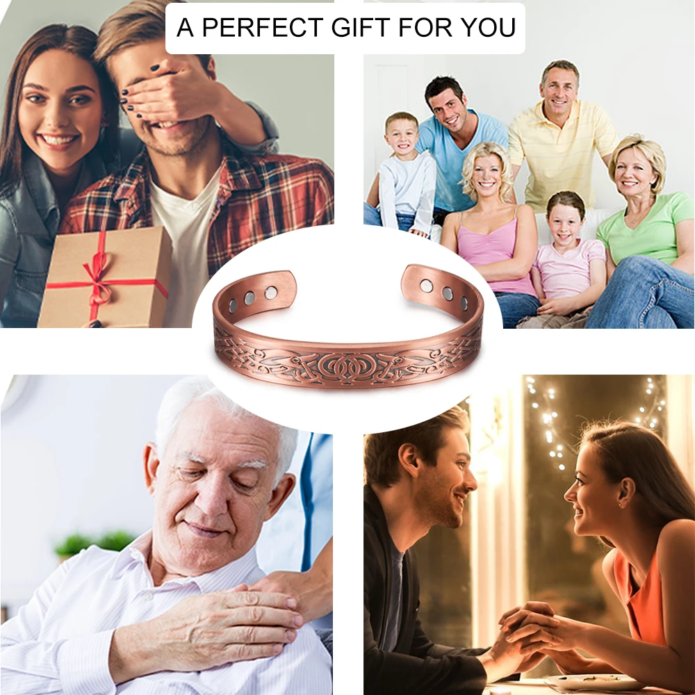 Meathly Viking Magnetarmbänder aus reinem Kupfer für Herren, Drache, verstellbare Manschette, Gesundheitsenergie, Armreifen mit hohem Magnetgehalt, Vorteile, Armbandschmuck_voghion.com