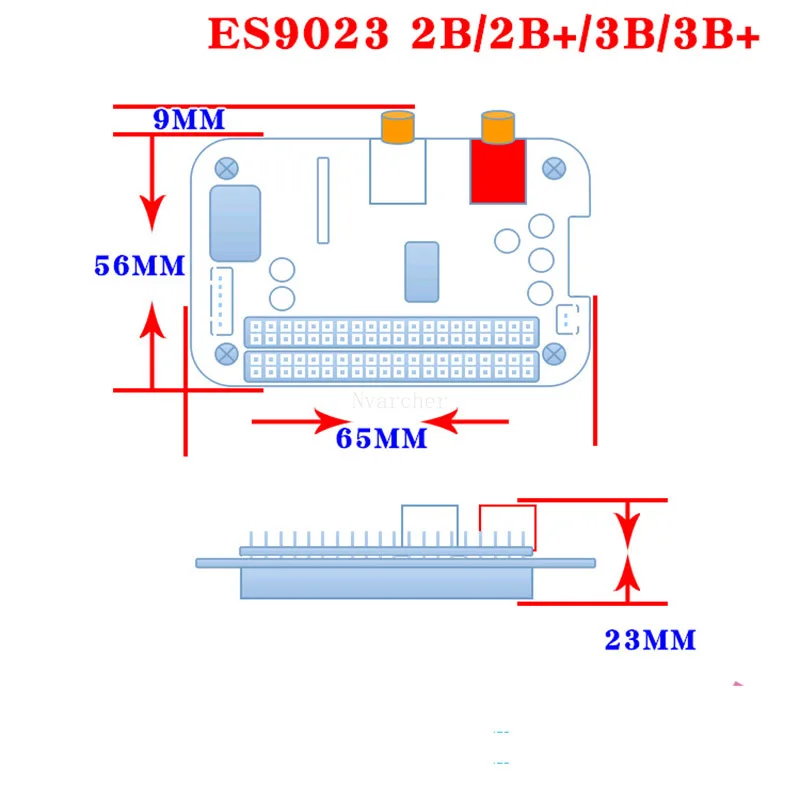 Placa de Expansão I2s Hifi Dac Digital Áudio Placa de Som Decodificar Codificador para Raspberry pi 2b 3b 3b Mais 4b Nvarcher-es9023 - Image 4