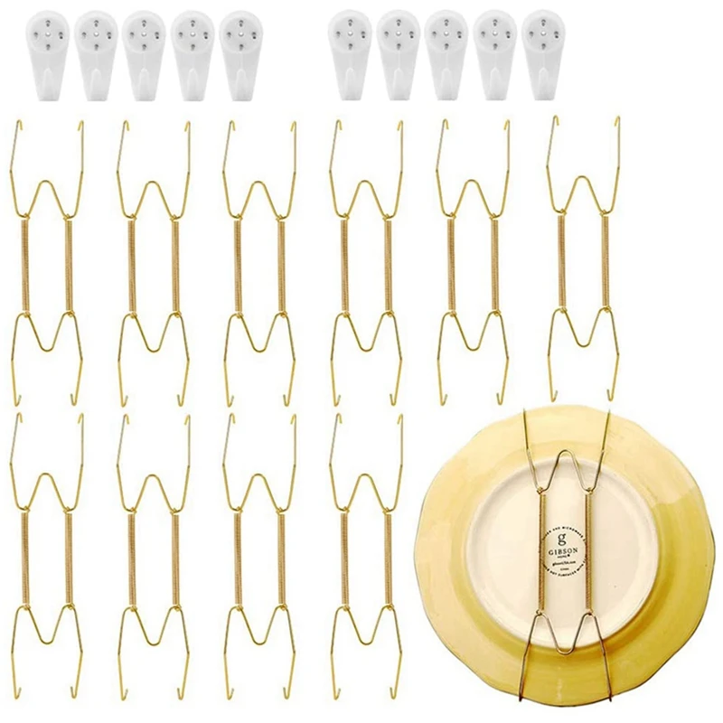 

Stainless Steel Plate Hangers For Walls Compatible Decorative Plates Hooks Dish Diaplay Holder With 40 PCS Wall Hooks