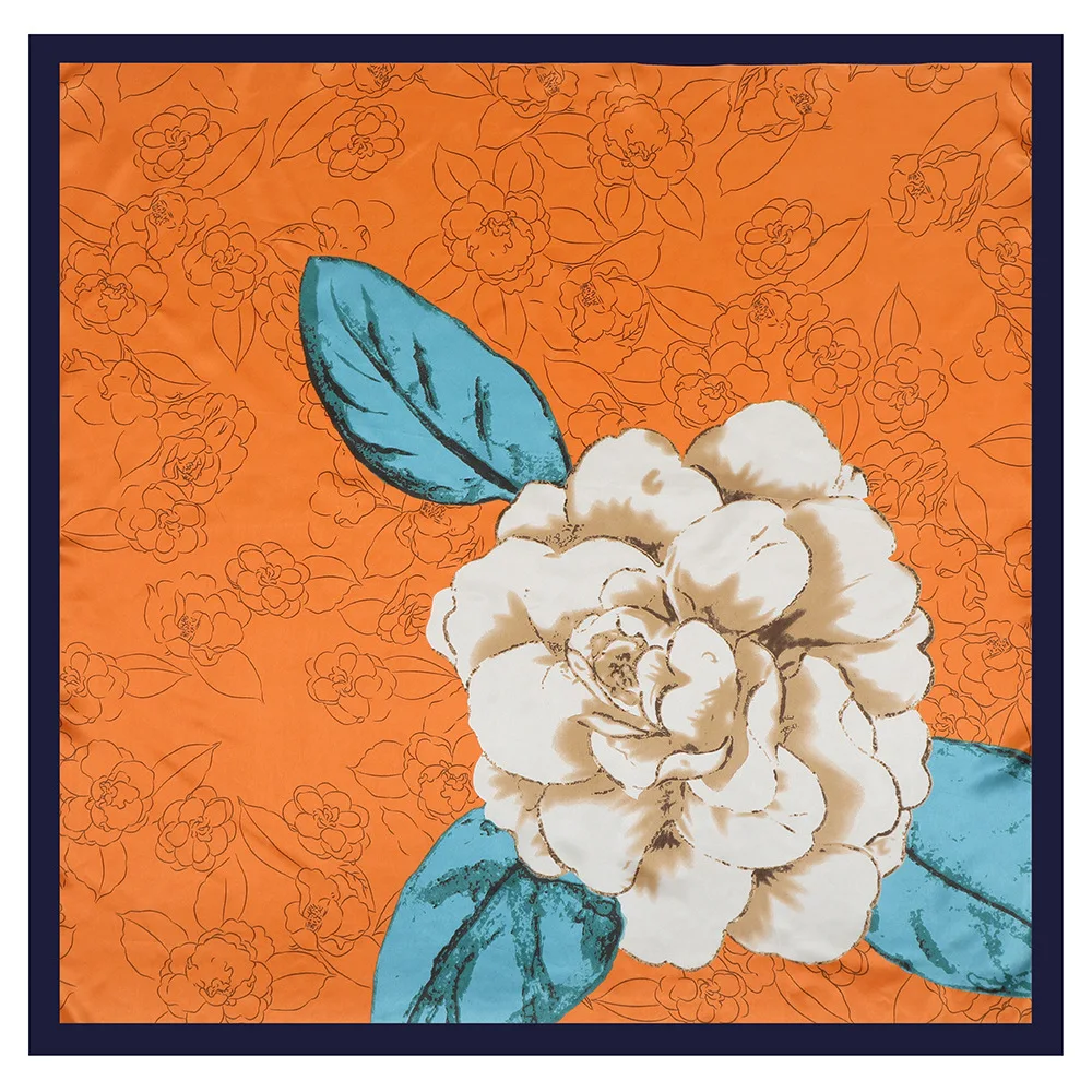 

90cm x 90cm Design Scarf Lady Shawl Rose Printed Twill Silk Felt Headscarf Scarf Lady Headscarf Square Scarf Lady Wrap Scarf