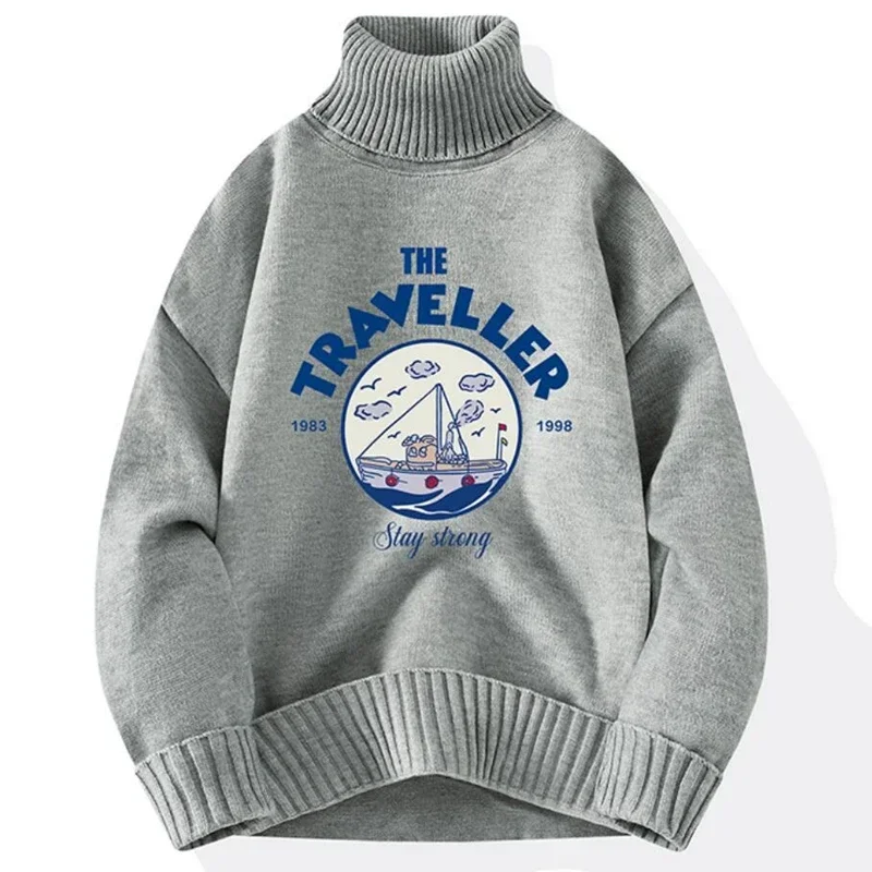 Suéter de cuello alto de cachemira de primera calidad para hombre, jersey con estampado de letras, moda navideña, otoño e invierno, 8XL, 7XL, 6XL, 2024