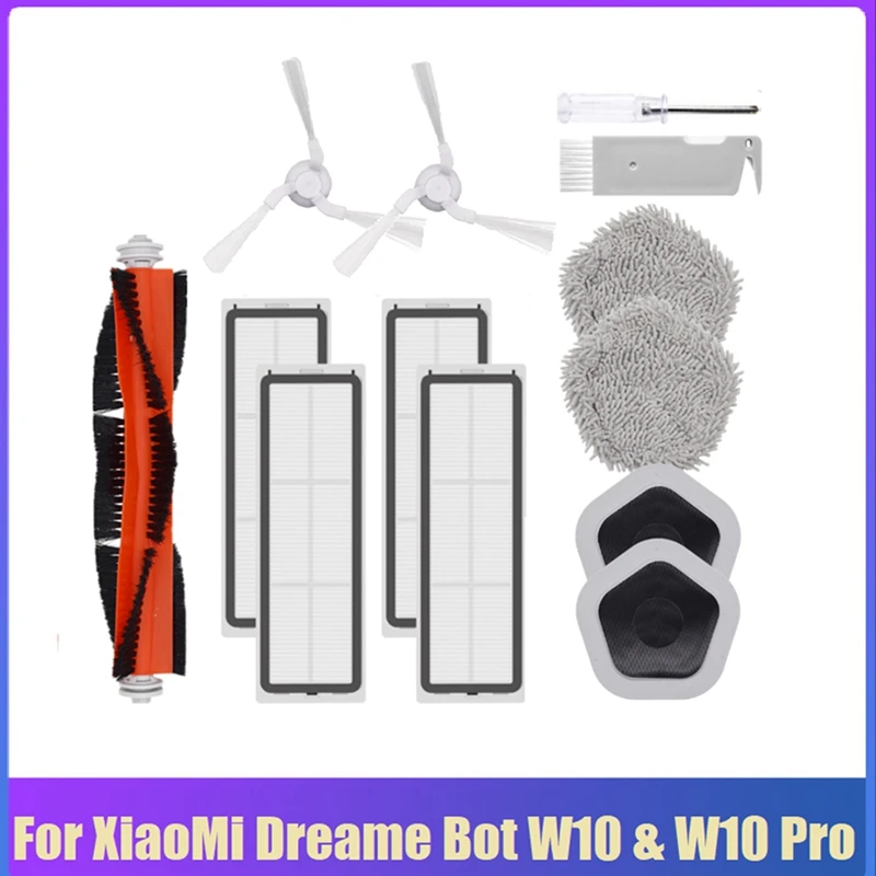 

13Pcs HEPA Filter Main Side Brush Mop Cloth And Mop Holder For Xiaomi Dreame Bot W10&W10 Pro Robot Vacuum Cleaner Parts Kit B