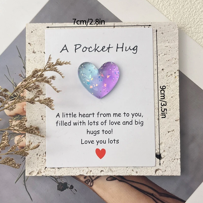 Pocket Hug Lucky Cards Valentine's Day Blessing Cards Lucky Heart Stone for Valentine's Gifts Lover Thanking Blessing Card Gifts