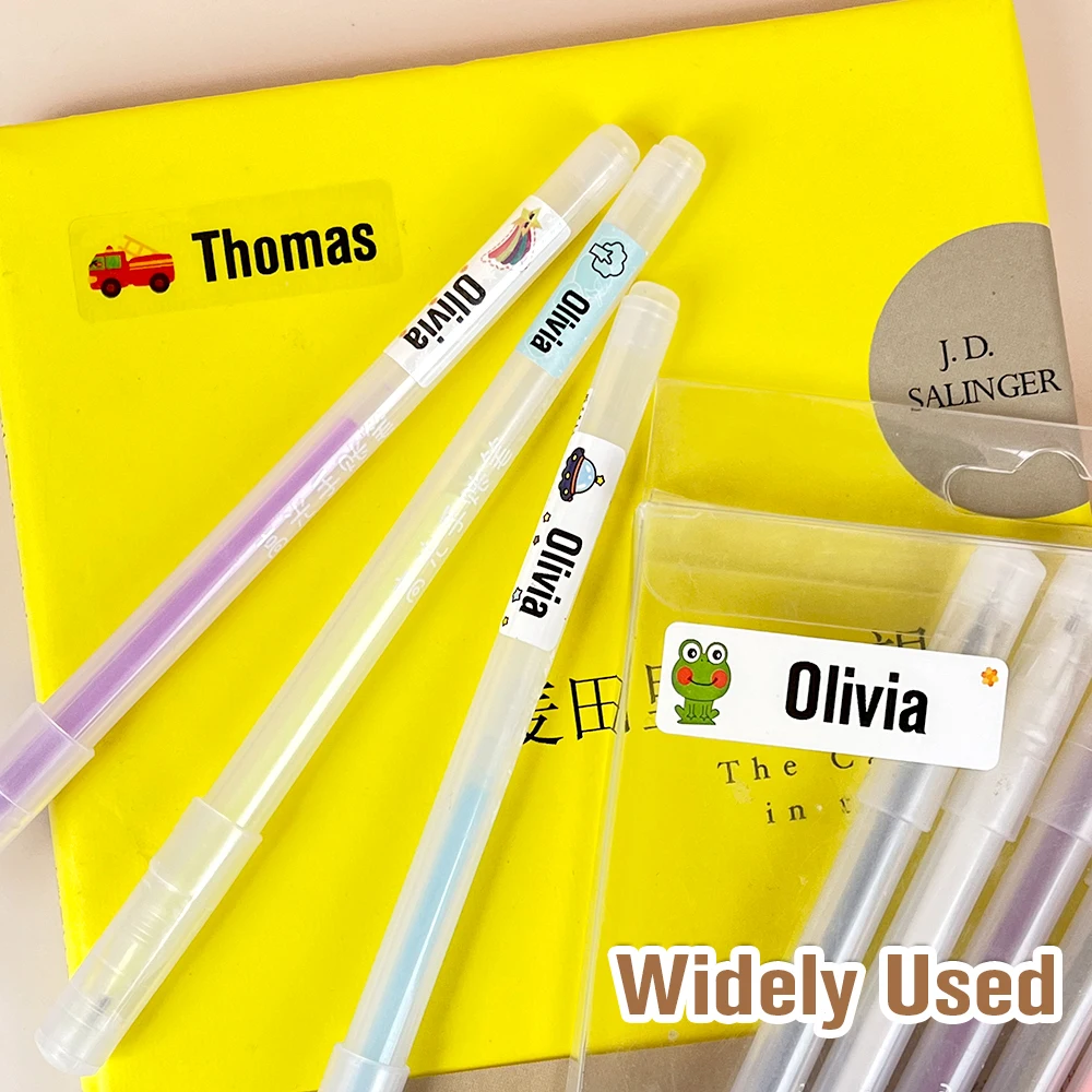 200Pcs 사용자 정의 이름 스티커 방수 맞춤 레이블 어린이 학교 편지지 다양한 패턴 어린이를위한 동물 태그