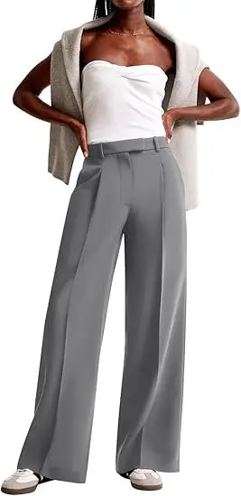 Aoaiiys Solid Suit Pants Women Simple Classic Straight Wide Leg Pants Office Lady High Waisted Trousers Spring Summer 2026 New