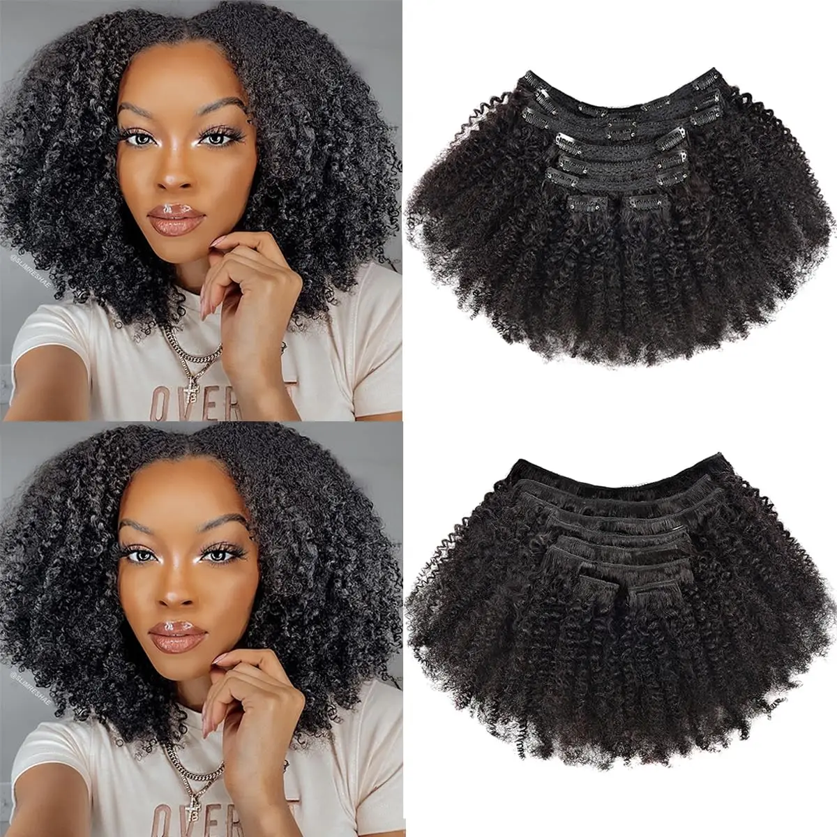 Extensions de cheveux Afro crépus bouclés à clipser 4B 4C vrais cheveux humains brésiliens Remy Clips en cheveux Afro pour femmes Extensions de cheveux
