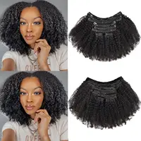 Extensions de cheveux afro bouclés à clipser 4B 4C, cheveux humains brésiliens Remy, extensions de cheveux afro pour femmes 1