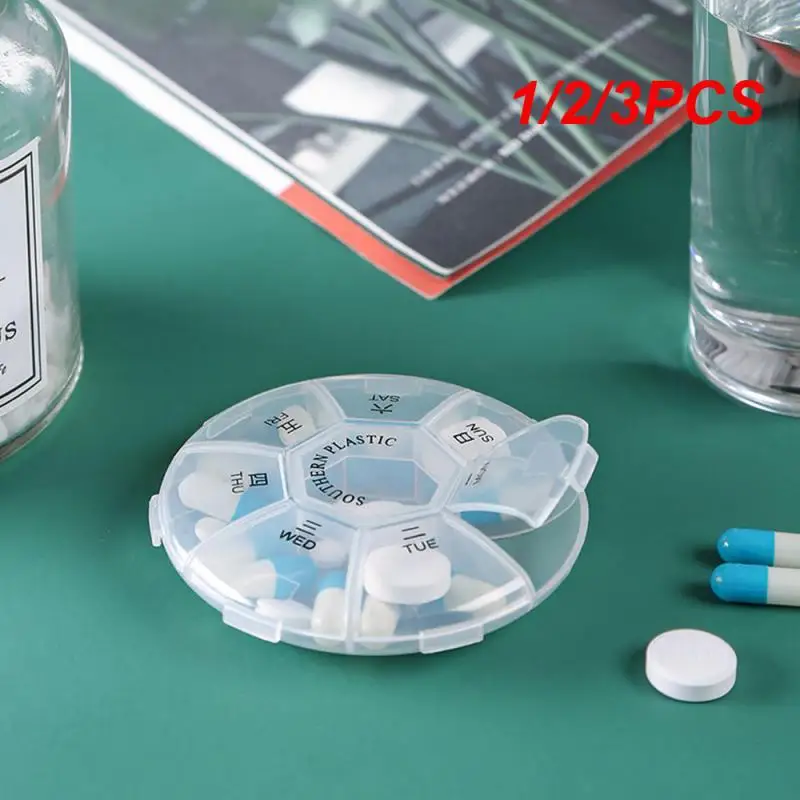 

Маленькая прозрачная коробка для таблеток на неделю, контейнер для хранения лекарств с 7 отделениями для путешествий