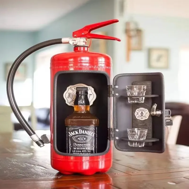 Fire Extinguisher Shape Wine Box Mini Bar Wine Cabinet Champagne Storage Fireman&rsquo;s Gift Decorative Ornament Novelty Item