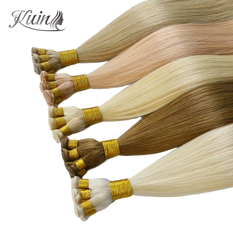 

Double Drawn Hair Bundles Straight Hand Tied Weft Hair Extensions 14"-24" Raw Virgin Human Hair Weaves Bundles One Donor Weft