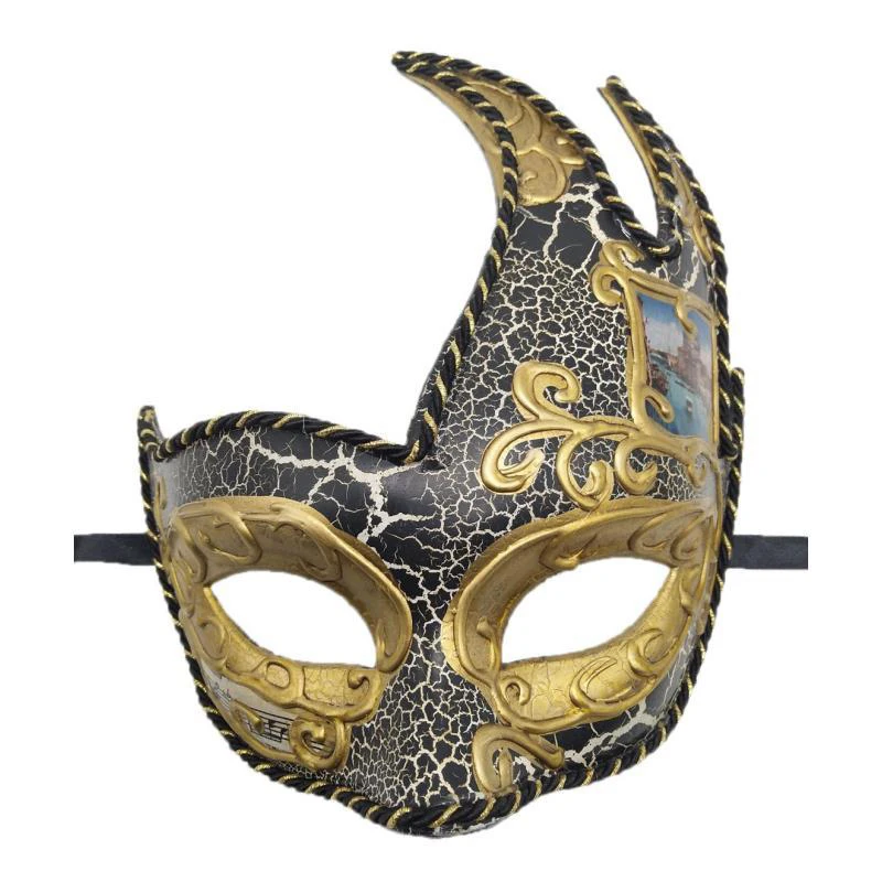 

Flame Venetian Men Masquerade Mask Crack Print Hemming Fashion Vintage Women Carnival Cosplay Easter Party Show Prom Black White