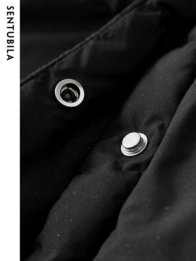 SENTUBILA Women's Winter 90 White Duck Down Jacket Loose Warm Puffer Coat Lady Simple Black New Outwear Woman Clothing W34Y49752