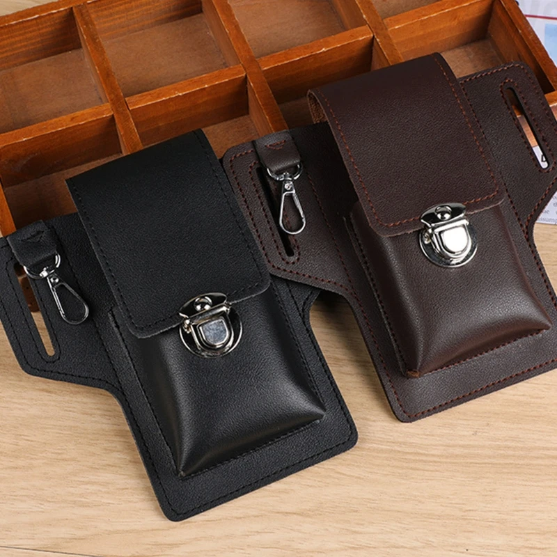 Étui Téléphone Vintage En Cuir Marron Gaufré – Rabat – Avec Sangle – 5x2,5 Pouces – Neuf