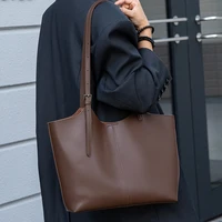 Sac fourre-tout en cuir véritable naturel pour femmes, sac à main en cuir de vache souple de grande capacité, sacs à bandoulière de luxe pour dames 1