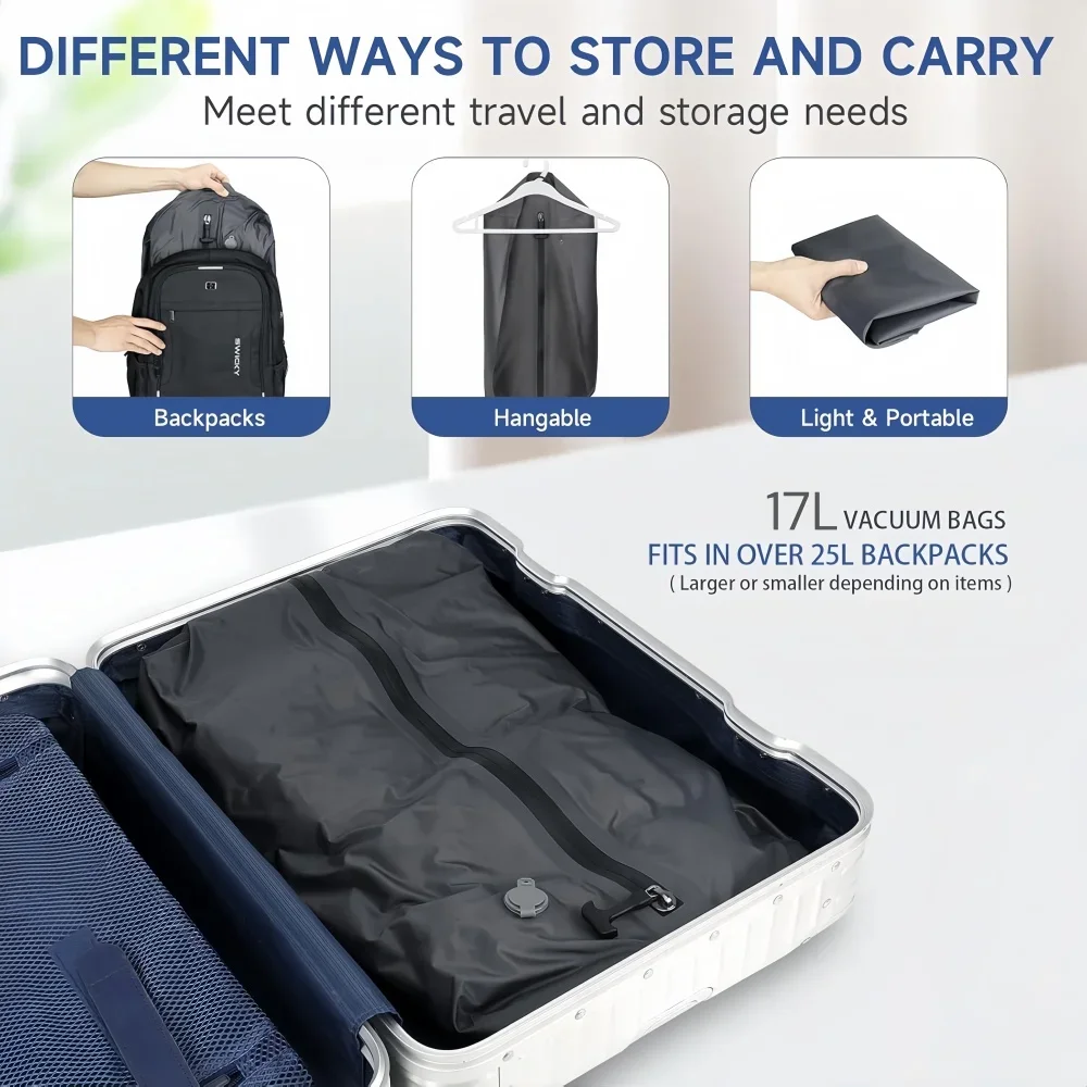 Space Saver Waterproof TPU Vacuum Storage Bags with Pump for Travel and Camping Essentials