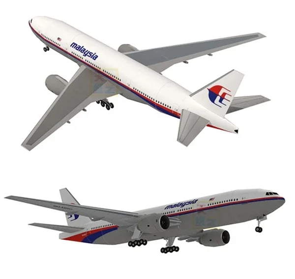 3D Paper Model Malaysia Airlines MH370 Airliner Boeing Airplane DIY Handmade Toy Ornaments