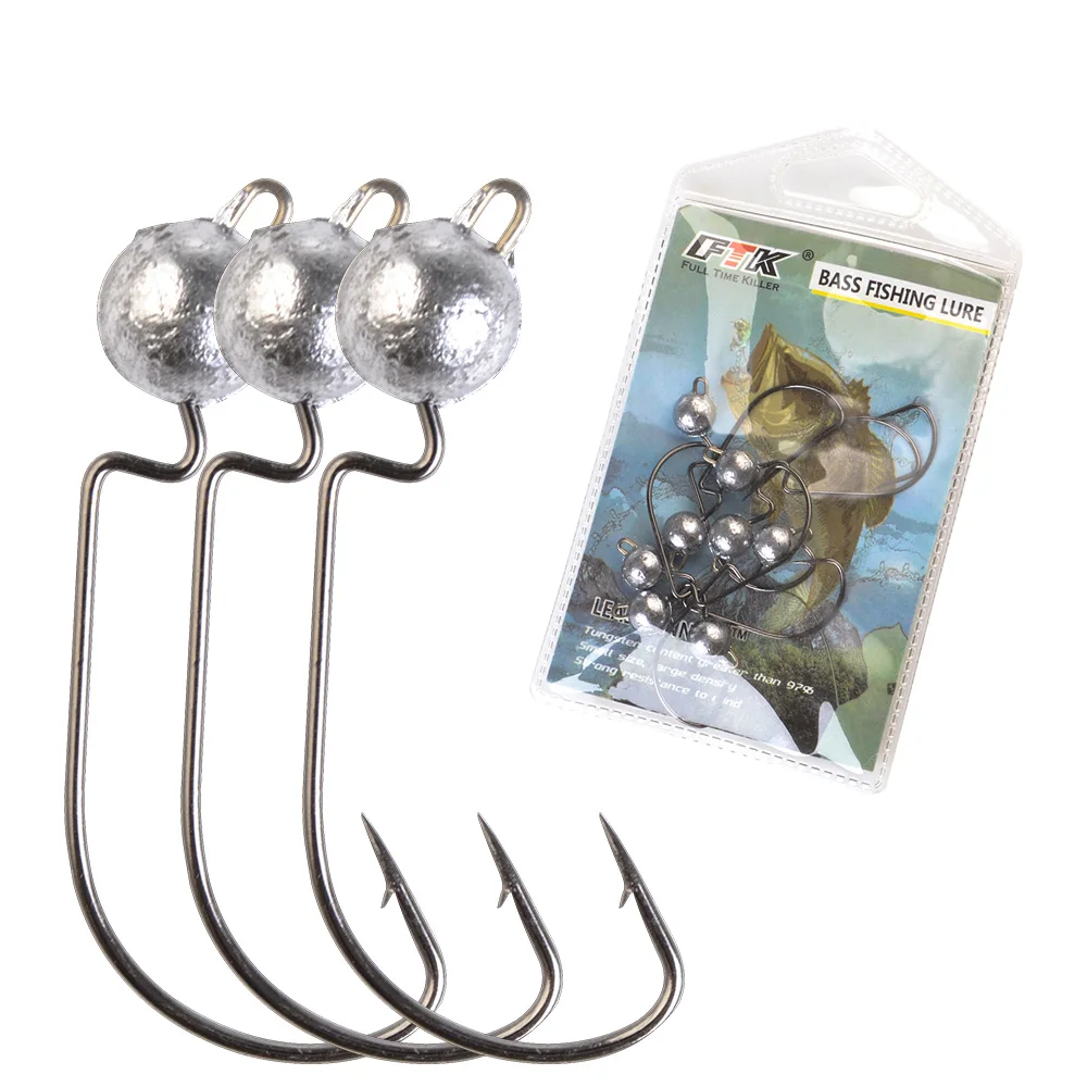 FTK-지그 헤드 5 개/8 개 3.5g/5g/7g /10g, 가시 후크 소프트 루어 지깅 웜 샤프 후크 낚시 후크베이스 낚시 루어