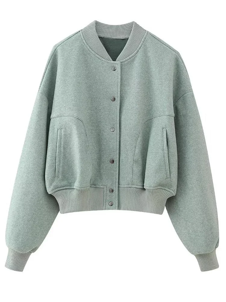 

Пикантная Женская куртка-бомбер MESTTRAF Y2K с карманами, укороченная куртка-бомбер, винтажная женская верхняя одежда с длинным рукавом и кнопками спереди, 2023