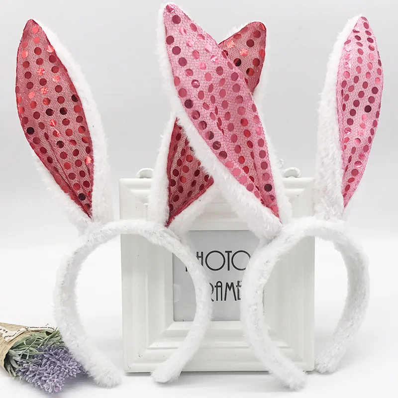 1PC Plush Rabbit Ear Hair Hoop Bunny Ears Headband Theme Party Stage Performance Headdress Christmas Easter Cosplay Costum