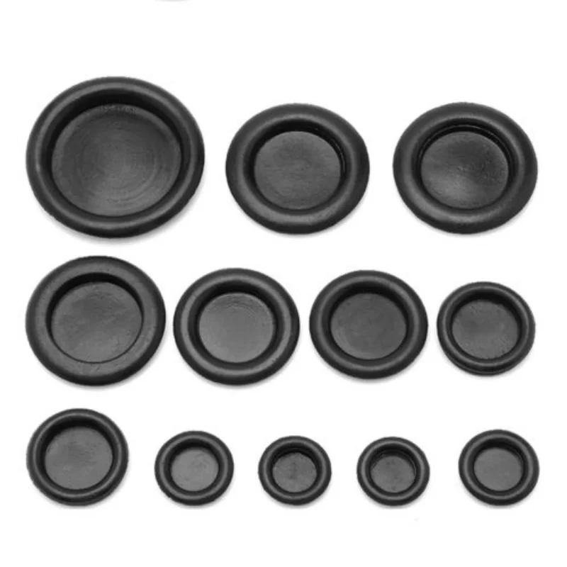 10/20/50pcs 14-150 mm Blanking Blind Rubber Wiring Grommets Hole Plug Electrical Wire Gasket Black Single Sided Circular Ring