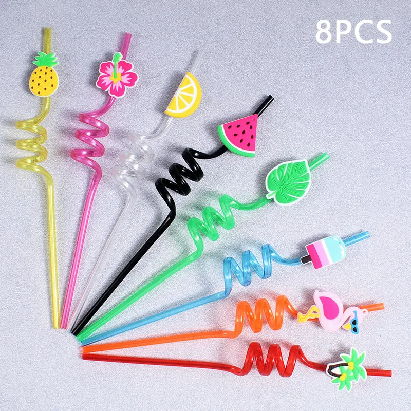 Rainforest-Themed Reusable Straws - 8-Pack for Parties and Events
