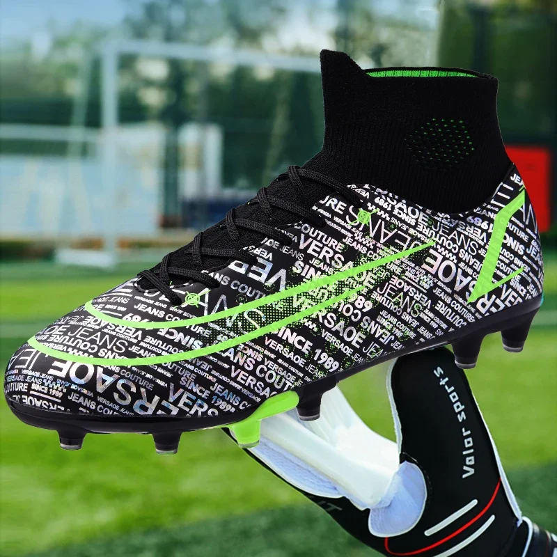 2023 New Men Soccer Shoes Football Boots Training Outdoor AG/TF Grass Non-slip Hight Ankle Comfortable Sneakers Trend Size 35-45