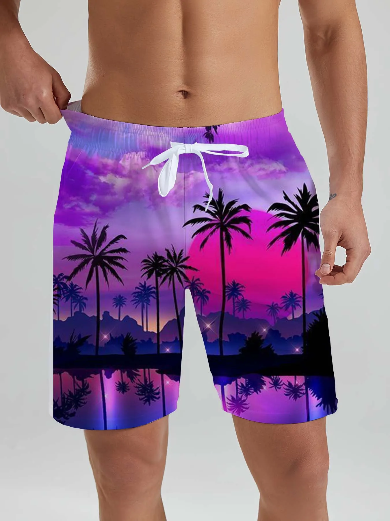 Hawaiian flamingo Vacation Beach Shorts For Men Summer New Casual Street Short Coco Beach3D Printed  Board Shorts  Swim Trunks 4