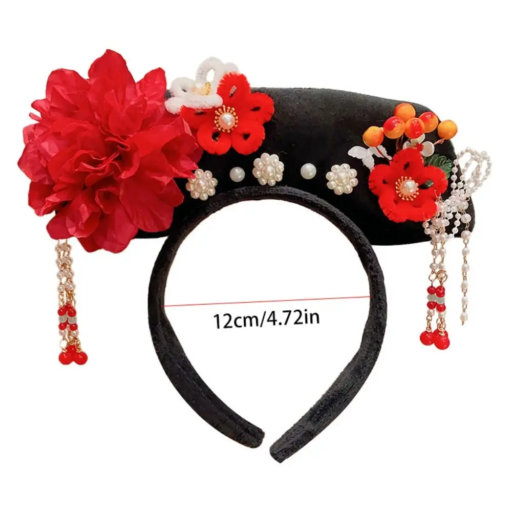 Flower Chinese Style Headwear Bow Pearl Ancient Style Headband Princess Hair Hoop Antique Headband Hanfu Hair Clip Children
