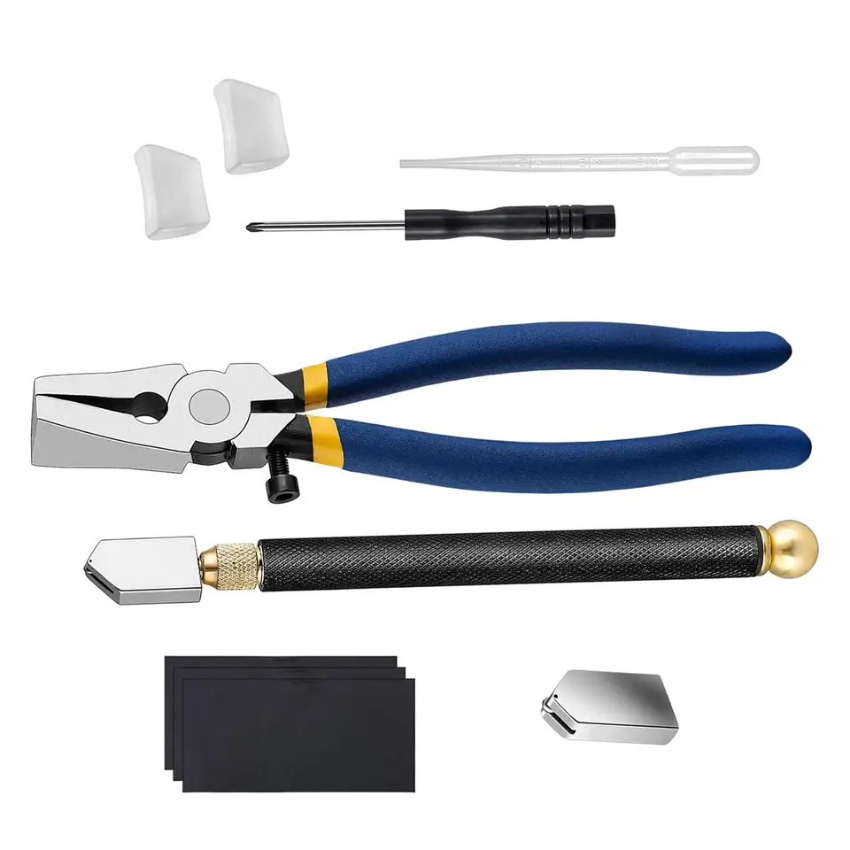 Glass Cutting Breaker Grozer Pliers With Rubber Tips - Flat Jaw Pliers For Stained Glass Work