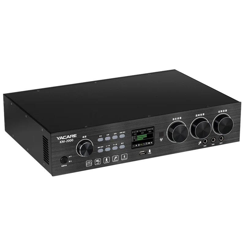 

Yacare/Yaqiao KM-2000 Bluetooth USB Анти-Воющий домашний усилитель высокой мощности для караоке усилитель мощности