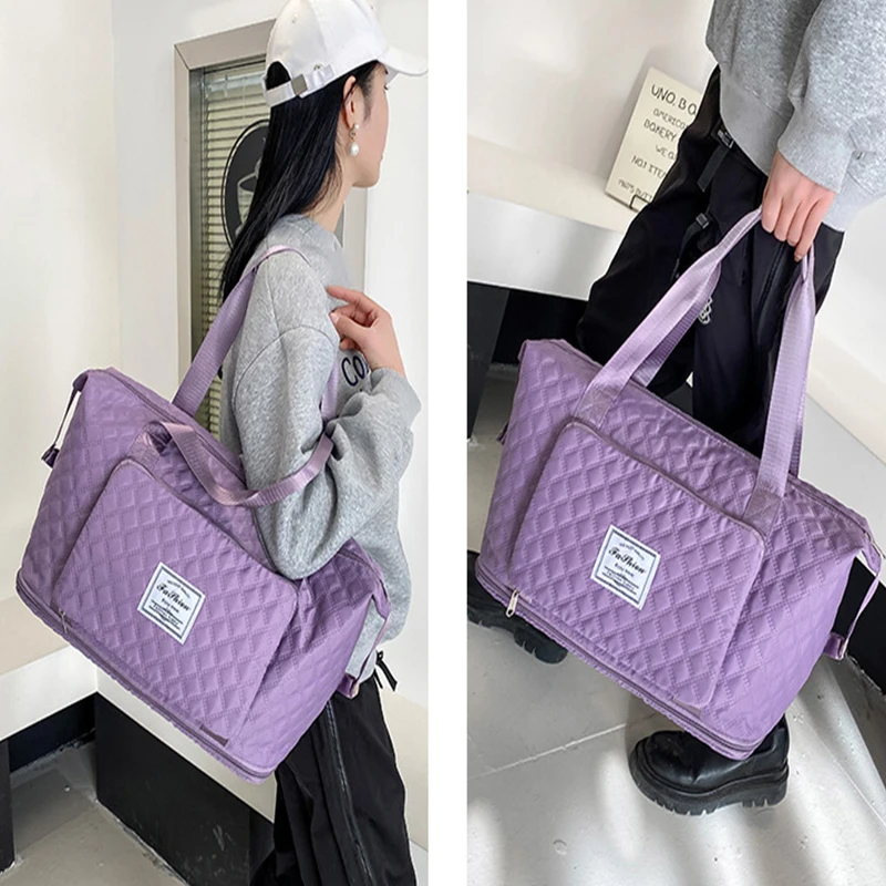 Geestock Foldable Travel Bag Wet-Dry Separation Waterproof Handbag Large Capacity Lingge Tote Bag WomenGym Yoga Shoulder Bags travel bags,duffel bag
