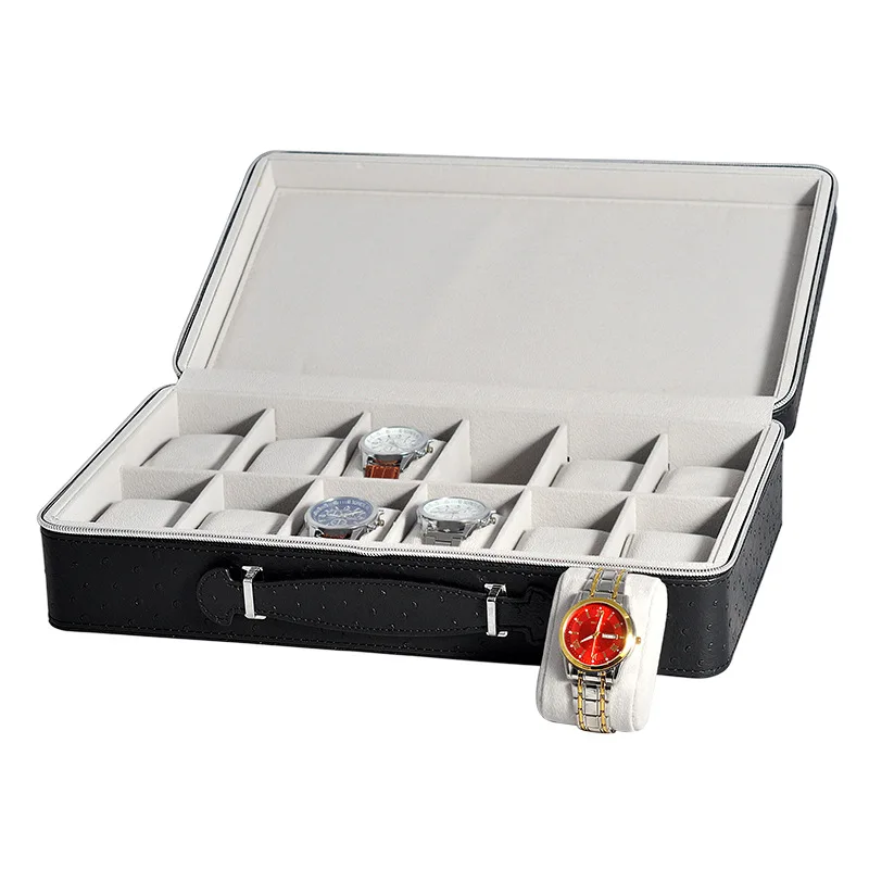 

2/8/12/Slots New Zipper Watch Storage Box PU Leather Watch Organizer Portable Travel Bag Men Jewellery Collection Display