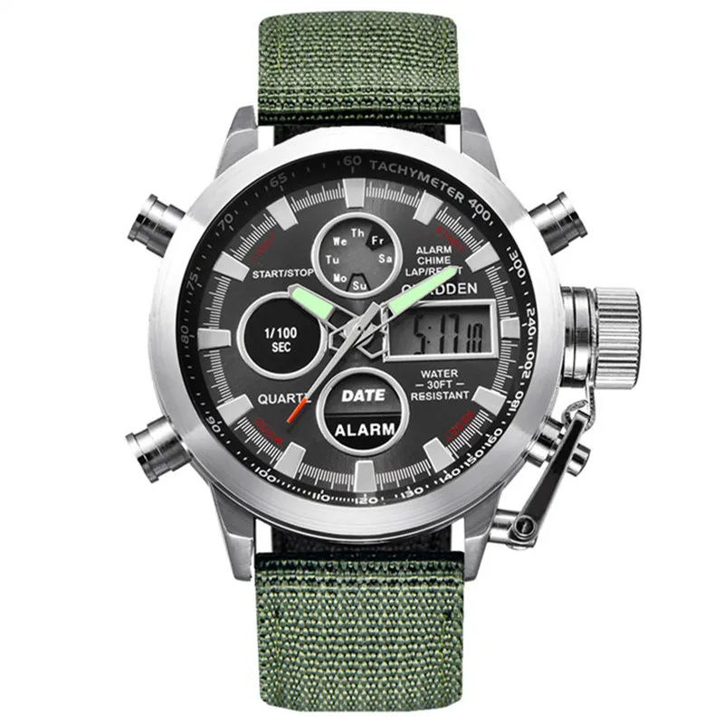 XINEW Brand Chronograph Business Watch For Men Fashion Nylon Band Alarm Stopwatch Multi-function Movement Electronic Clock Black 5