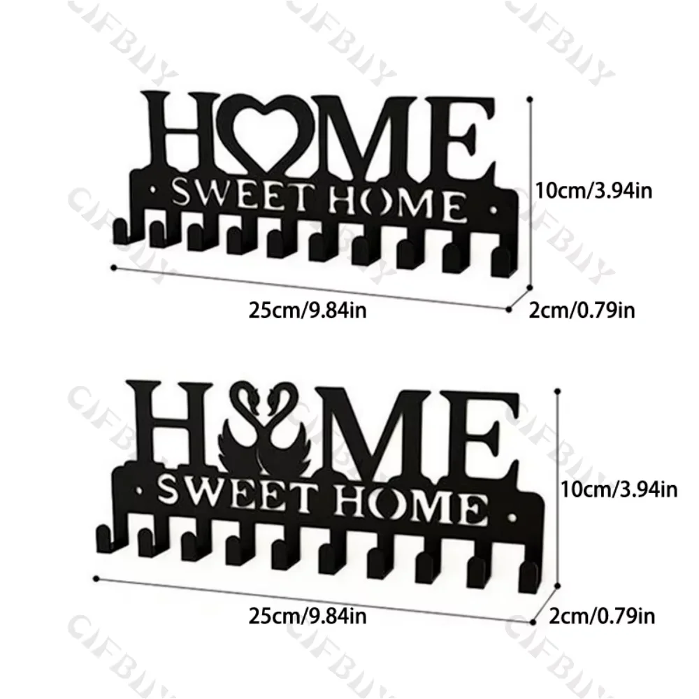 Metal Key Holder Hooks Wall Hanging Attractive Wall Mounted Coat Rack Home Wall Hanger Appropriate Iron Art Decor for Front Door 6