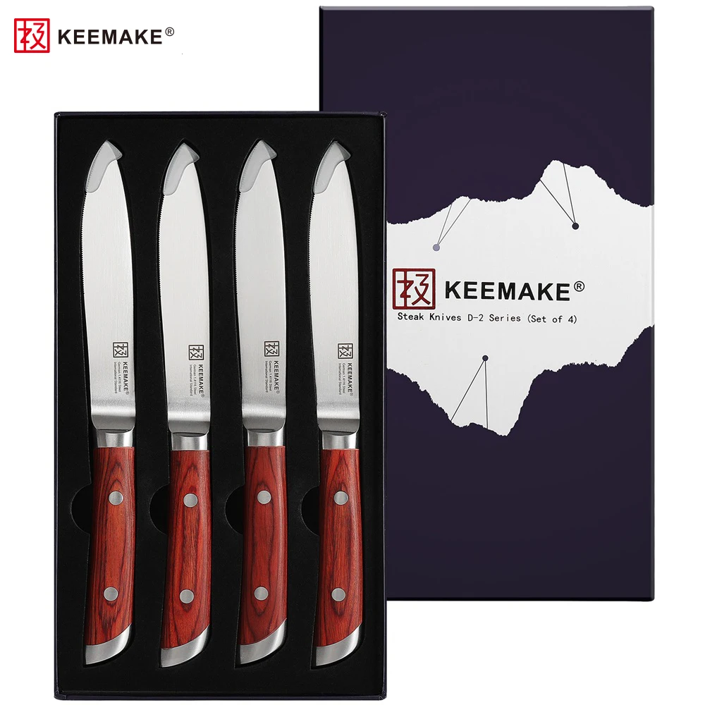 

KEEMAKE Utility Steak Knives Set High Carbon Stainless Steel Blade Pork Beef Fish Slicing Tableware Dinner Party Resturant USE