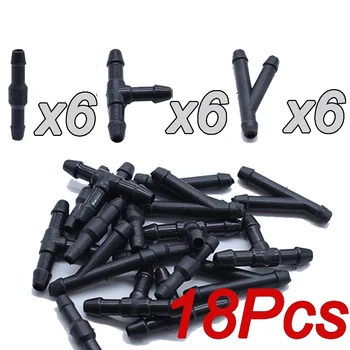 18PCS Windscreen Washer Joiner Pipe Connector T Piece Straight 3 Way Y Piece Air Fuel Water Petrol Wiper Washer Nozzle Hose 1