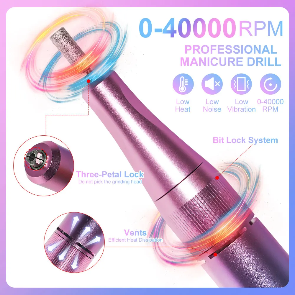 40000 rpm electric nail drill professional nail machine nail polisher set nail drill portable home nail salon tool 3