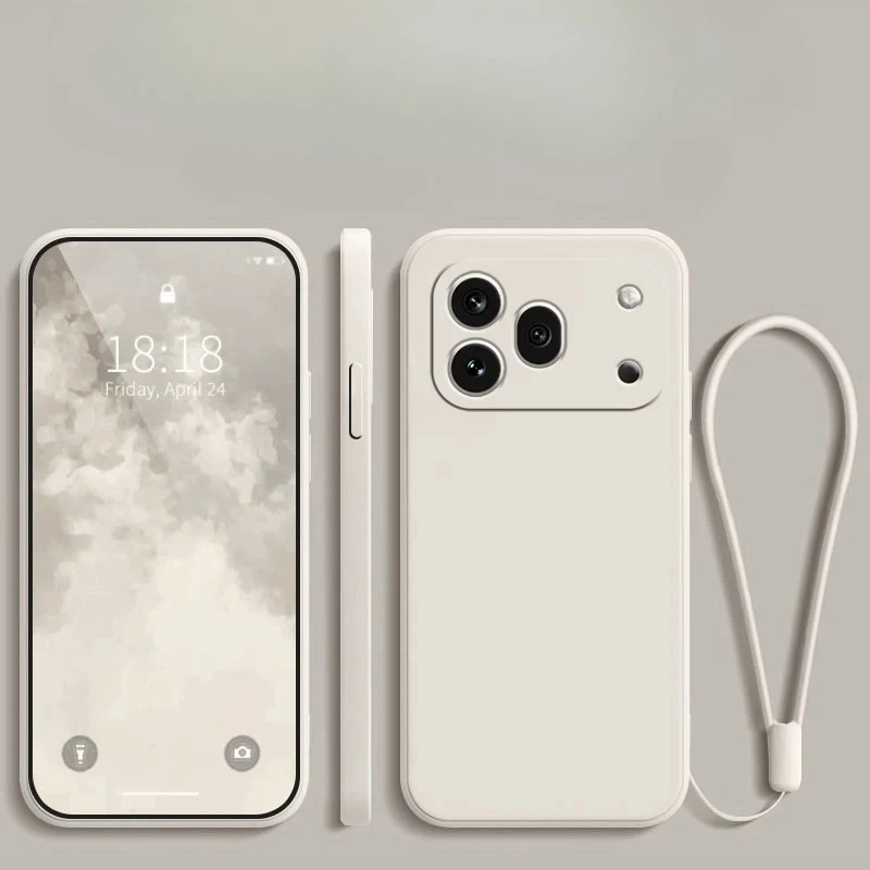 Liquid Silicone Matte Shockproof Bumper Case with Strap
