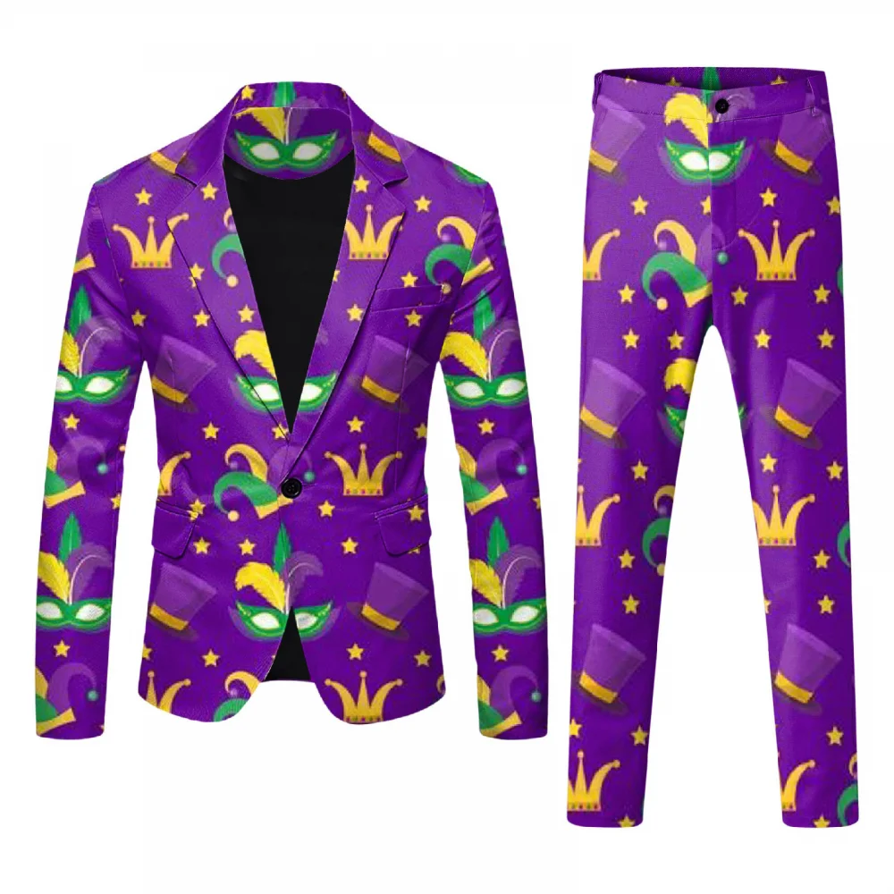 Men Suit Coat One Buttton Notched Lapel Floral Suit Blazer Pant Men Party Luxury Design Causal Fashion Slim Fit Blazer for