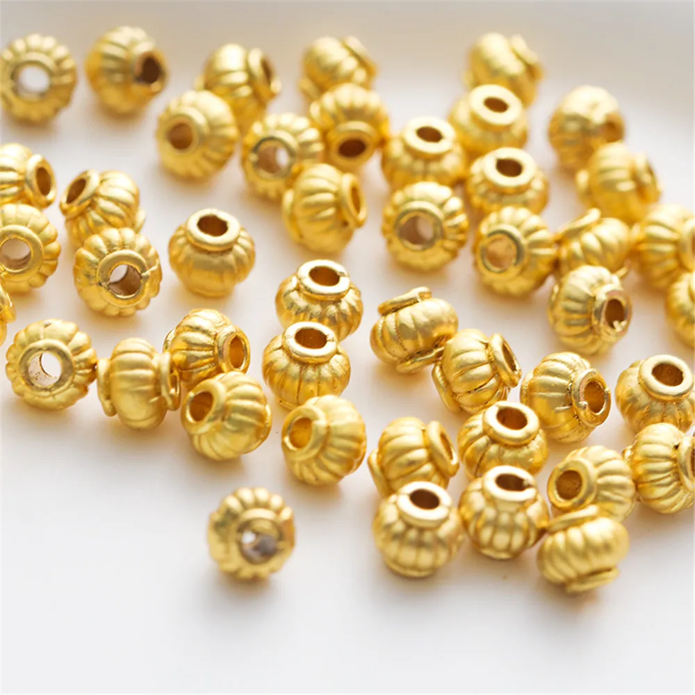 

14K18KGold Plating Pumpkin Lantern Beads 4 * 5MM Drum String Beads DIY Bracelet Necklace Accessories Loose Beads