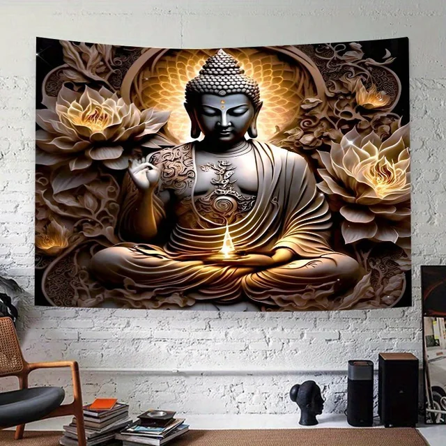 VIKAMA bouddhisme méditation Lotus tapisserie Orientale Zen méditation espace atmosphère salon bouddha moderne maison tapisserie 4