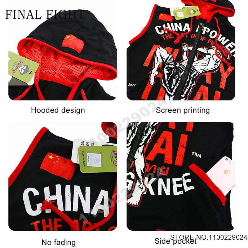 Muay Thai Shirt sports apparel Men Women Tiger Boxing Training Hoodie Sparring Martial Arts MMA T-Shirt Sleeveless Gym Sports Workout Rashguard